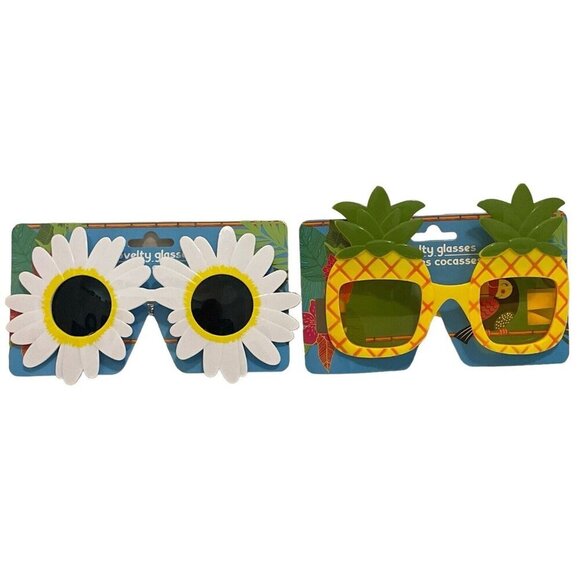 Novelty Pineapple Daisy Eyeglasses Funny Party Oversize Yellow White 2 Pair - Picture 2 of 8